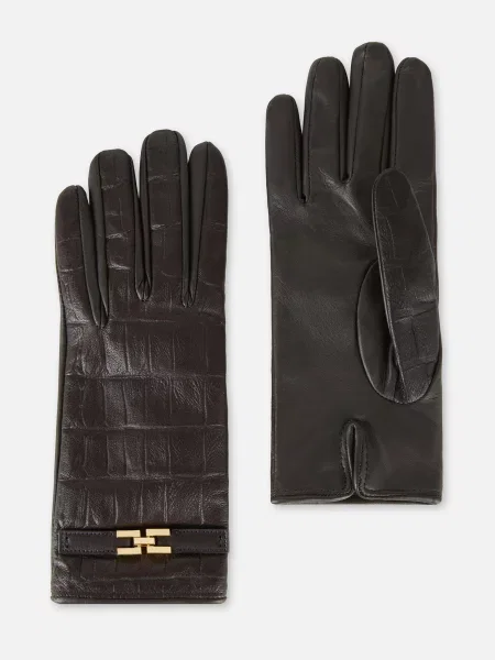 Рукавички Elisabetta Franchi коричневі