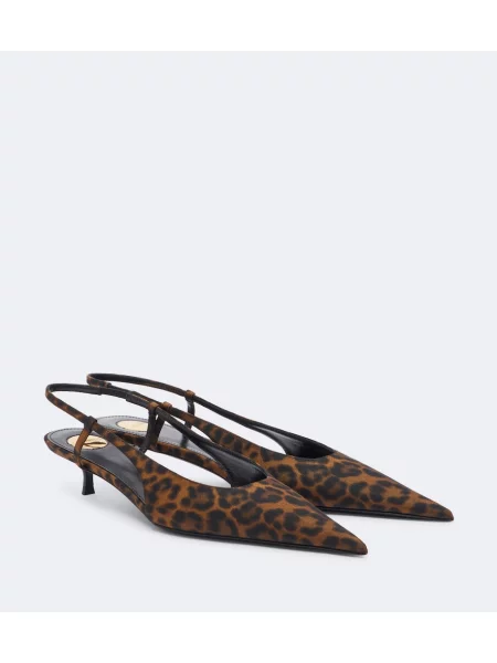 Pantofi cu toc Saint Laurent cu imagine cu model leopard slingback