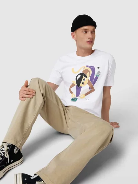 T-shirt z nadrukiem z motywem Wood Wood biała