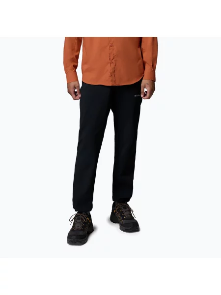 Pantaloni de drumeție pentru bărbați Columbia Essential Hike™ Brushed Back black negru