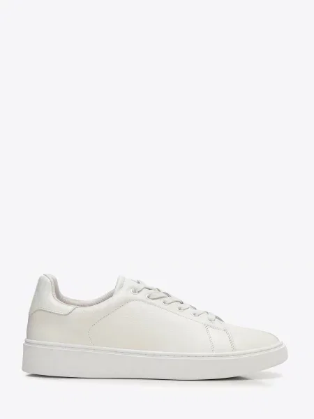 Sneakersy ze skóry naturalnej licowej kremowe