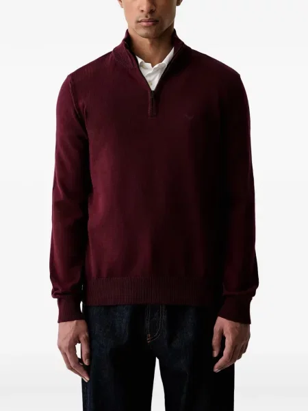 Pulover Emporio Armani cu broderie roșu
