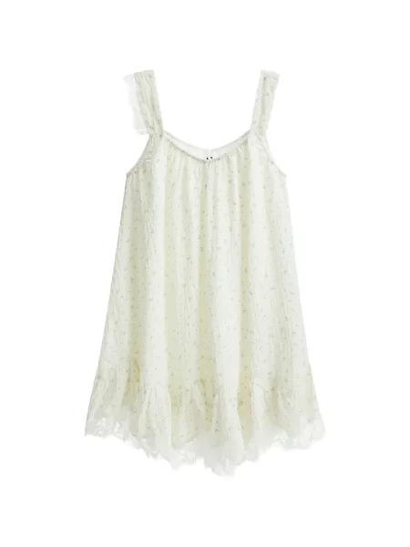 Rochie mini B+ab cu model floral cu imagine din dantelă alb
