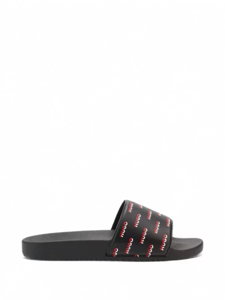 Pantofi loafer Boss cu autograf negru