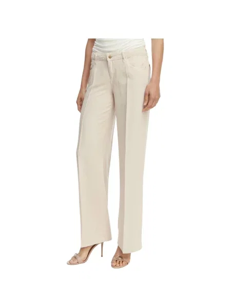 Guess Blugi Crem Wide Leg alb