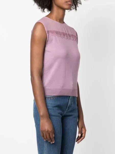 Αμάνικη μπλούζα Alberta Ferretti με δαντέλα μωβ