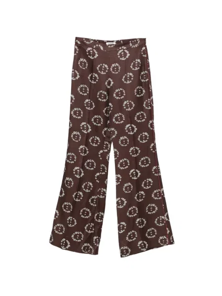 Pantaloni palazzo Sandro cu model floral cu imagine maro