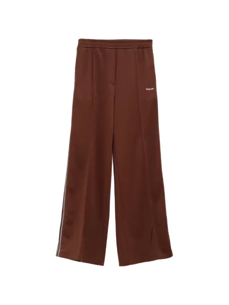 Pantaloni Moncler cu dungi alergare cu autograf maro