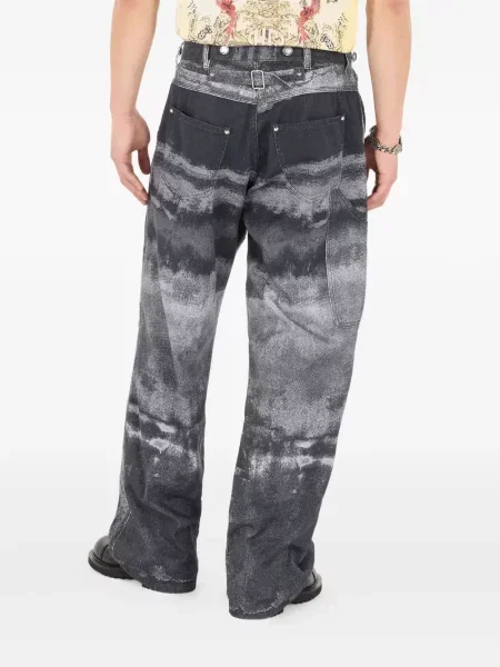 Pantaloni Roberto Cavalli cu imagine cu imprimeu abstract negru