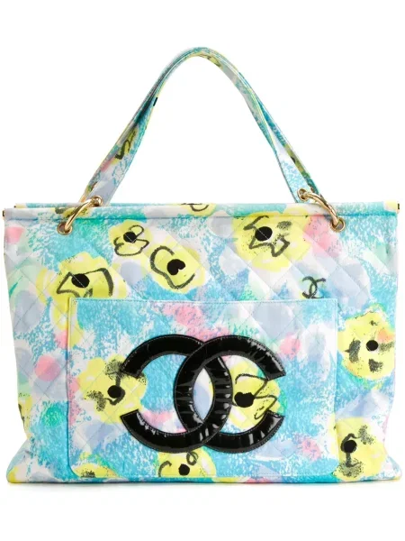Květinová kabelka Chanel Pre-owned modrá