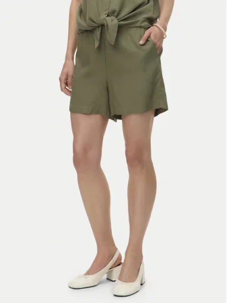 Vero Moda Шорти з тканини Thea зелений