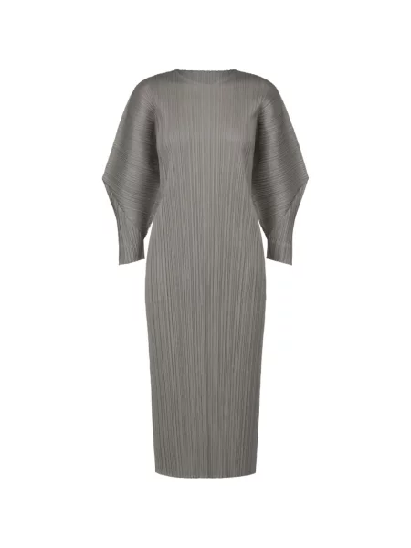 Rochie midi Pleats Please Issey Miyake plisată până la genunchi de costum gri