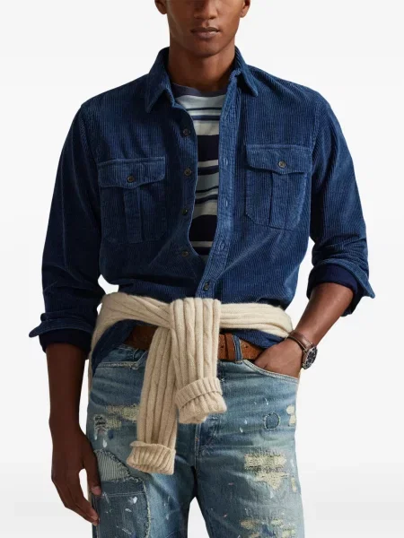 Șapcă Polo Ralph Lauren cu două rânduri de nasturi de in în carouri albastru