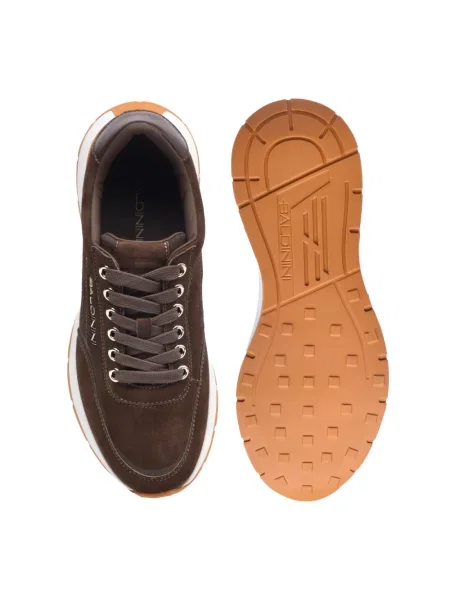 Sneakersy Baldinini zamszowe z logo brązowe