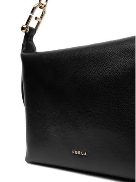 Kožená kabelka Furla Tonie Mini Hobo čierna