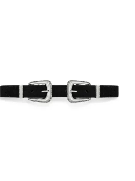 Cu centură curea Veronica Beard din piele de căprioară cu cataramă negru