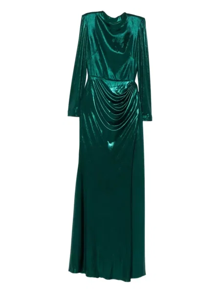 Rochie maxi Cristallini drapată de costum verde