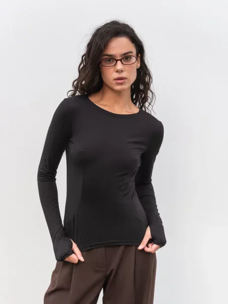 Лонгслів Romashka Тенеро віскоза/нейлон чорний