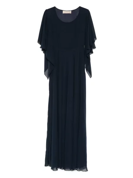 Maksi sukienka maxi Blanca Vita plisowana garniturowa niebieska