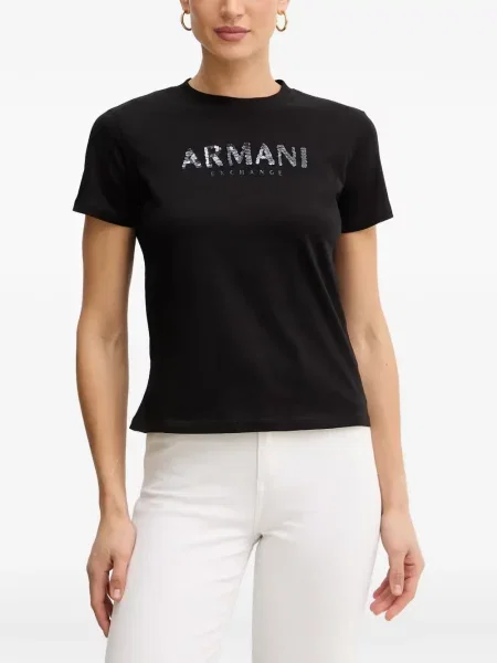Tricou Armani Exchange cu paiete negru