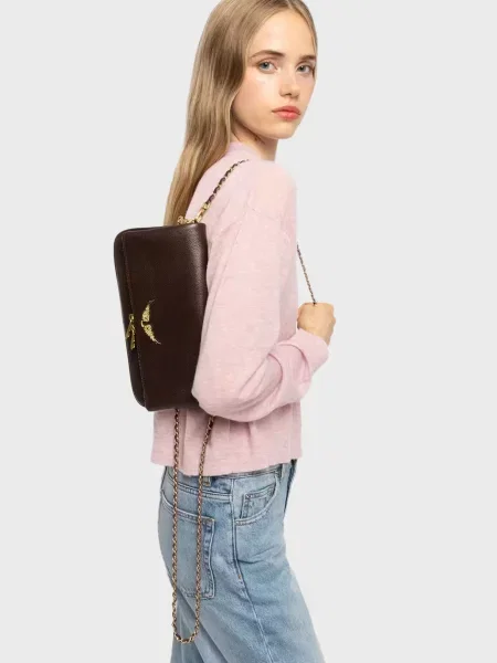 Шкіряний клатч Zadig&voltaire коричневий