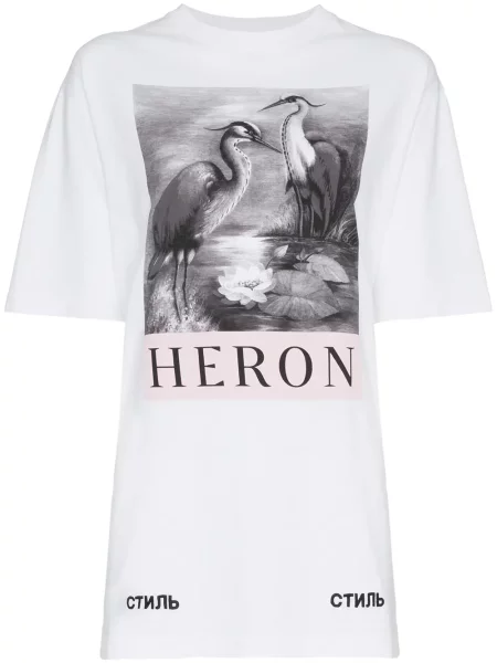 Tricou Heron Preston cu imagine alb