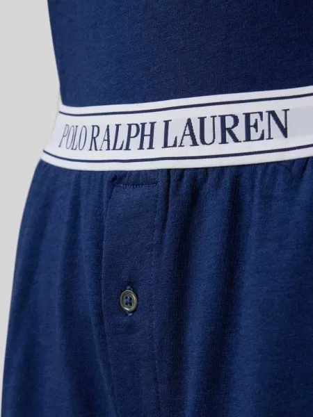 Piżama z wyhaftowanym logo i elastycznym z logo Polo Ralph Lauren granatowa