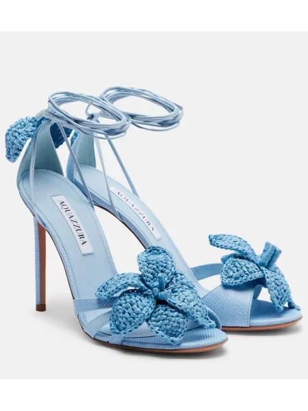Usnjene sandali Aquazzura modra