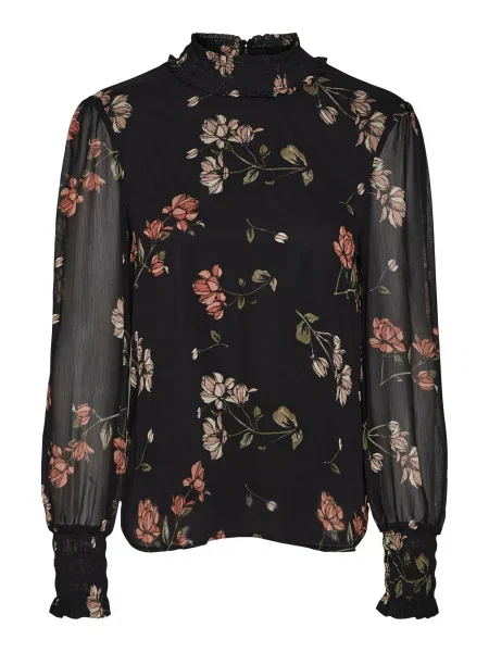 VERO MODA Bluză Smilla / roz / oliv / roșu ruginiu negru