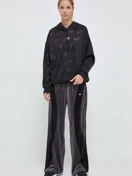 Adidas bluza z kapturem wzorzysta czarny