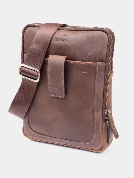 Кожаная сумка через плечо Shvigel коричневая