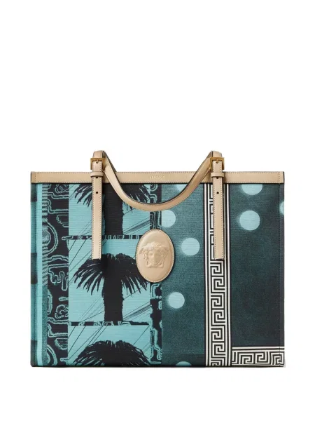 Geantă shopper Versace din canvas albastru