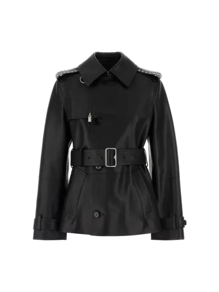 Kurtka skórzana Burberry czarna