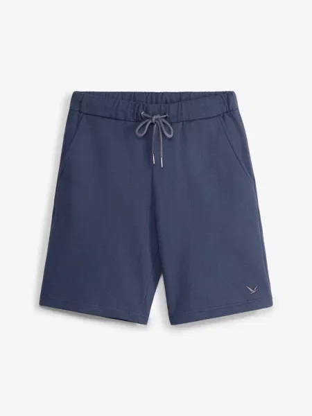 Bermudy dresowe z gumką w talii regular fit niebieskie