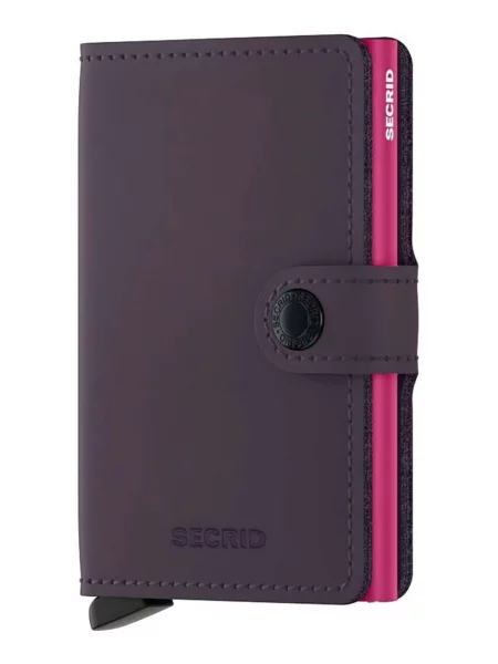 Secrid portofel de piele Miniwallet Matte Dark Purple-Fuchsia violet