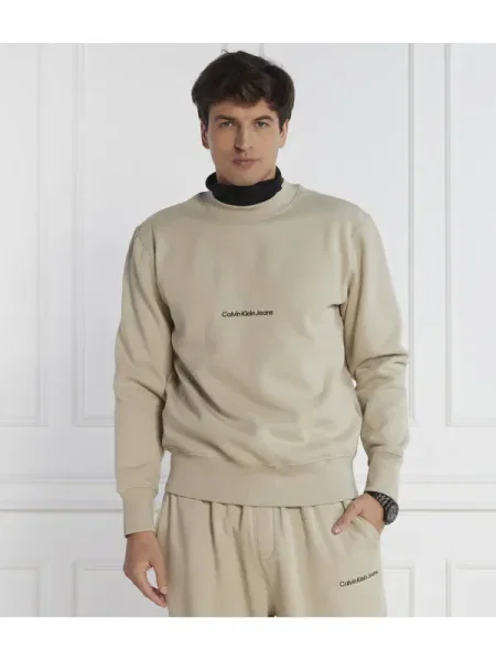 Calvin Klein Jeans Hanorac INSTITUTIONAL CREW NECK | Relaxed fit bej