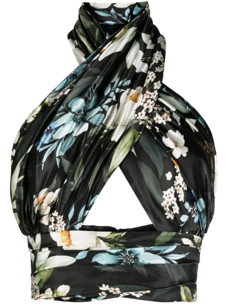 Top Bambah cu gât halter negru