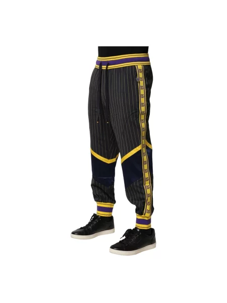 Joggery Dolce And Gabbana wełniane w paski z paskiem
