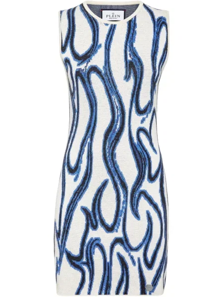 Mała sukienka mini Philipp Plein żakardowa garniturowa biała
