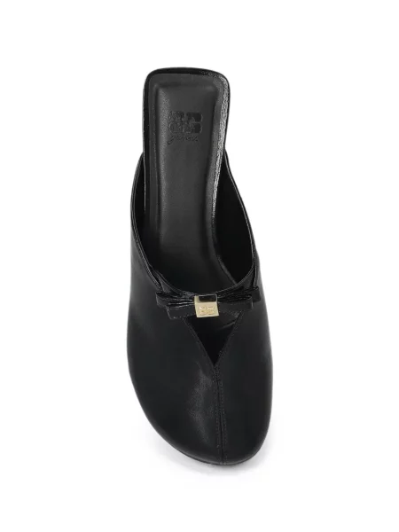 Papuci tip mules Ganni cu funde negru