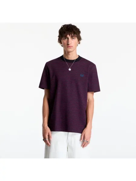Tricou FRED PERRY Fine Stripe Heavyweight Tshirt Plum L