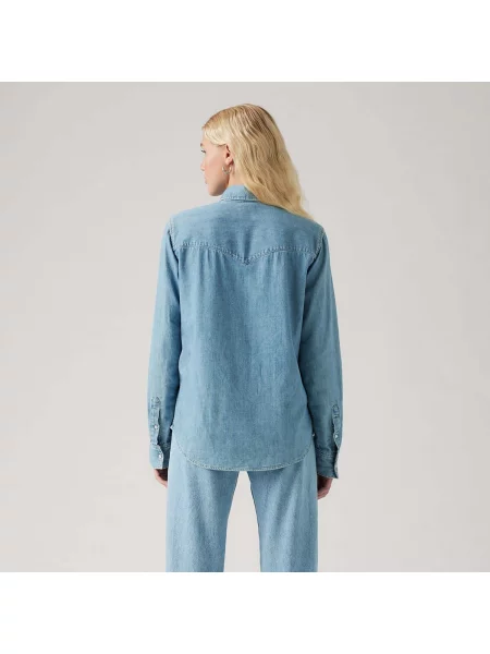 Gulerat cămașă de blugi Levi's® clasică albastru