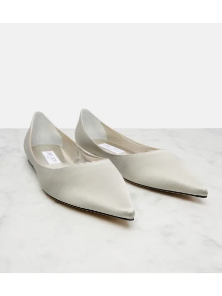 Balerini Jimmy Choo din satin argintiu