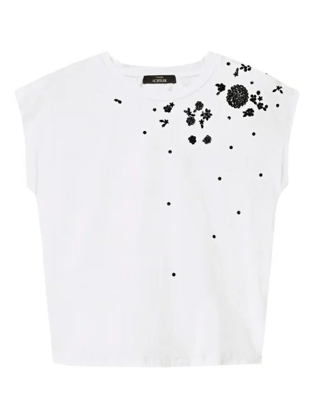 Tricou Twinset cu broderie cu model floral alb