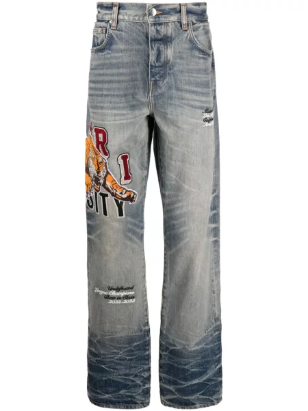 Straight fit džíny Amiri s tygřím vzorem modré