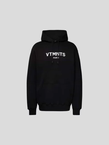 Bluza z kapturem o kroju oversized z nadrukiem z logo Vtmnts czarna