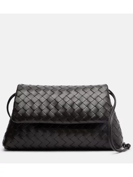 Кожена кожена чанта Bottega Veneta кафяво