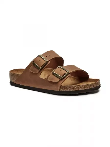Șlapi Birkenstock din piele maro
