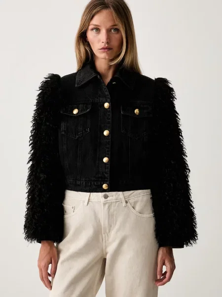 Twinset jachetă scurtă pentru femei negru
