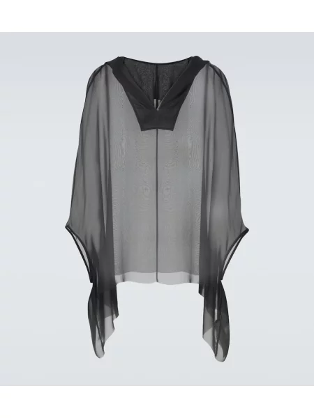 Hanorac cu glugă Rick Owens de mătase negru